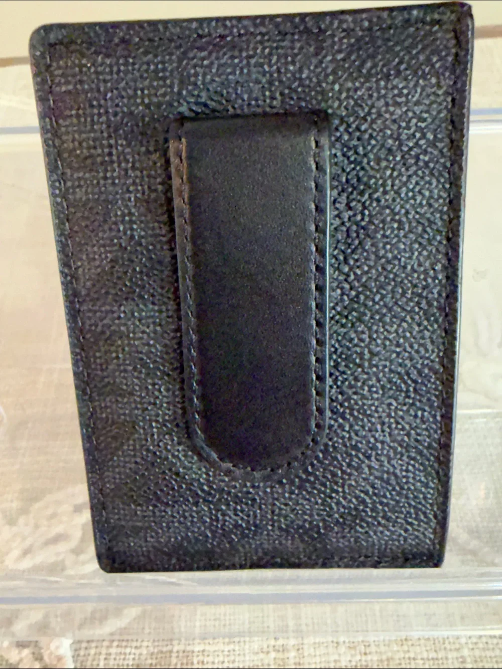 Michael Kors Slim Black Leather Card Holder with Money Clip